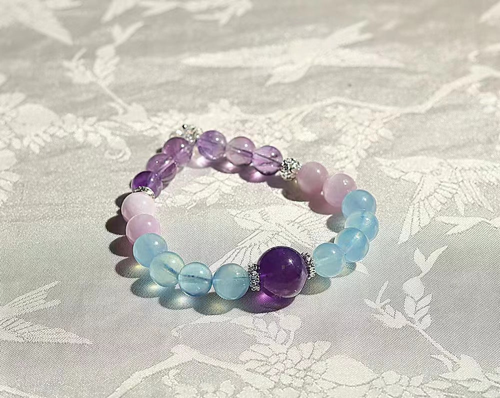 DIY Crystal Bracelet - Amethyst/Lepidolite/Aquamarine