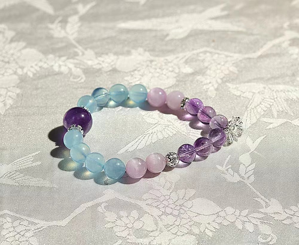 DIY Crystal Bracelet - Amethyst/Lepidolite/Aquamarine