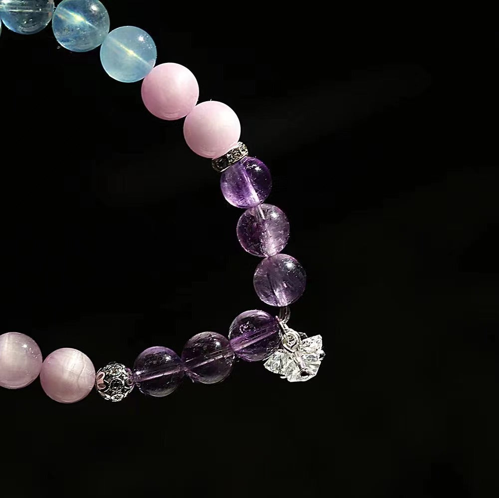 DIY Crystal Bracelet - Amethyst/Lepidolite/Aquamarine