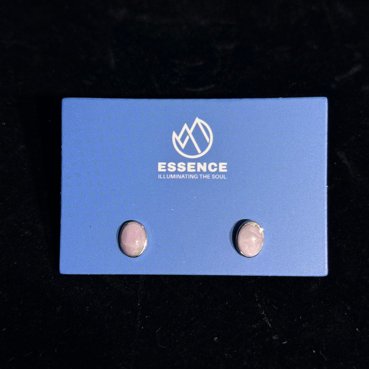 Kunzite Oval Earrings with Bezels - Sterling Silver Hypoallergenic Ear Studs