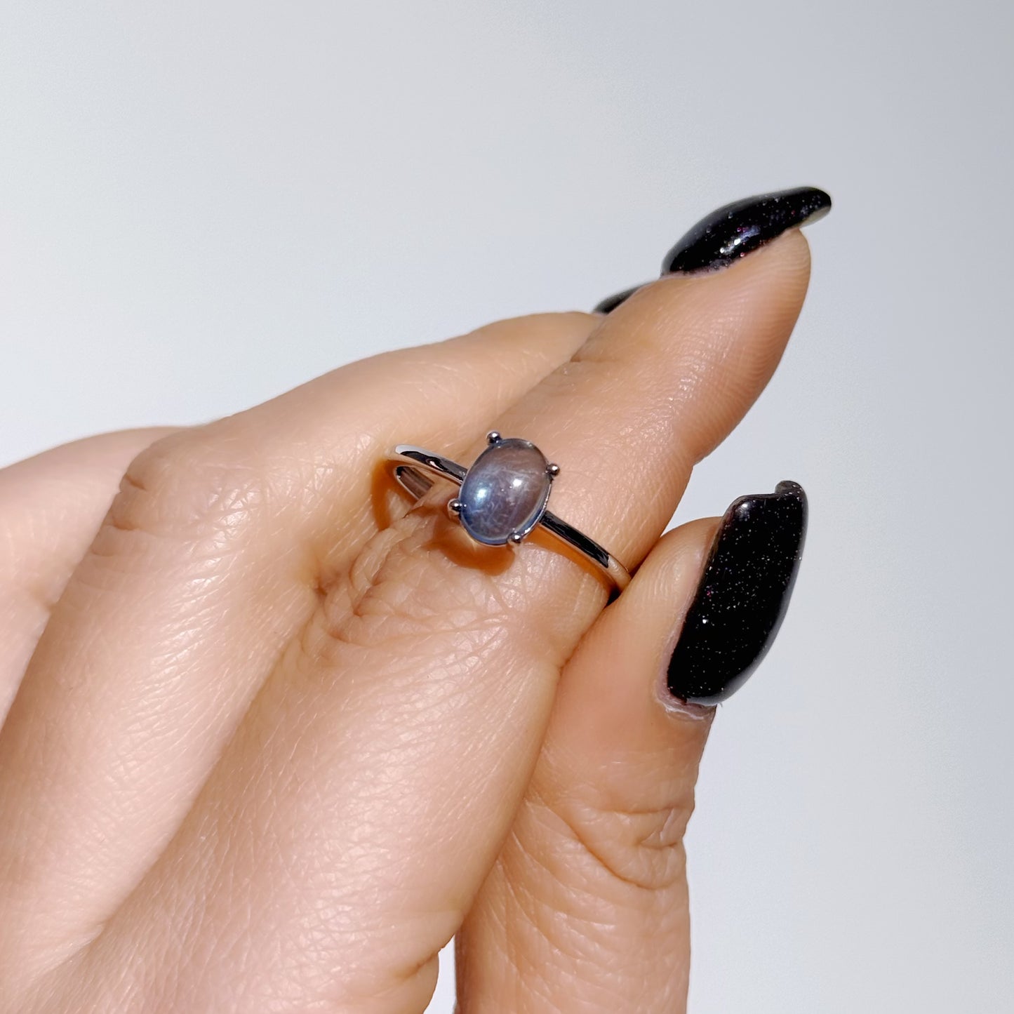 海藍寶簡約四爪戒指