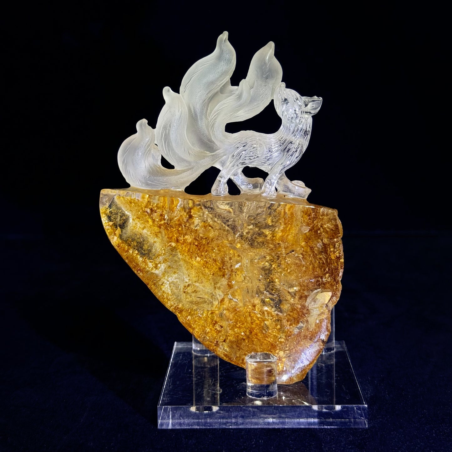 Yellow Hematoid Quartz Nine-Tailed Fox Ornament