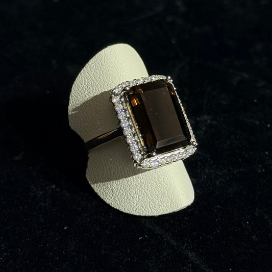 茶水晶無事牌戒指