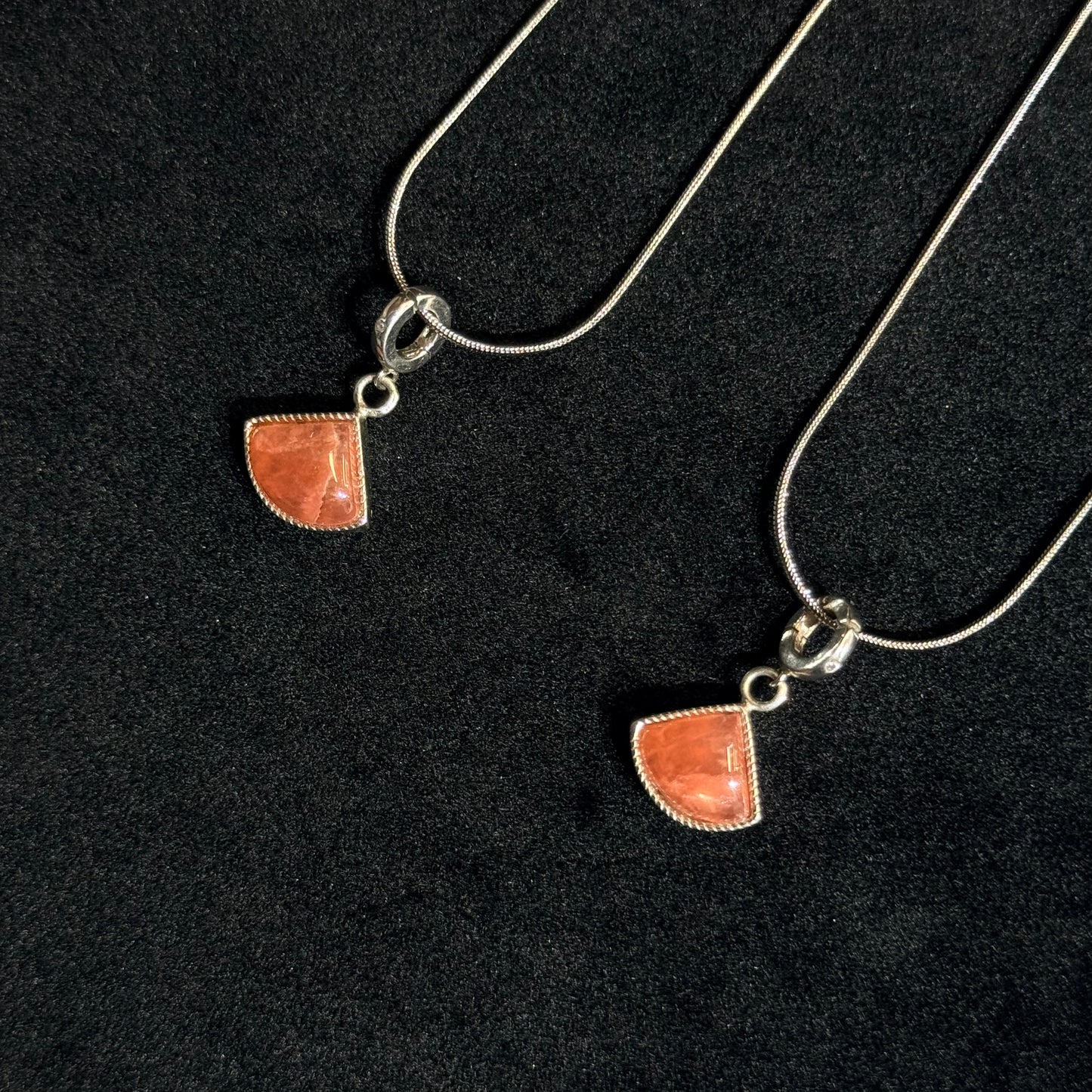 紅紋石純銀包邊吊墜頸鏈