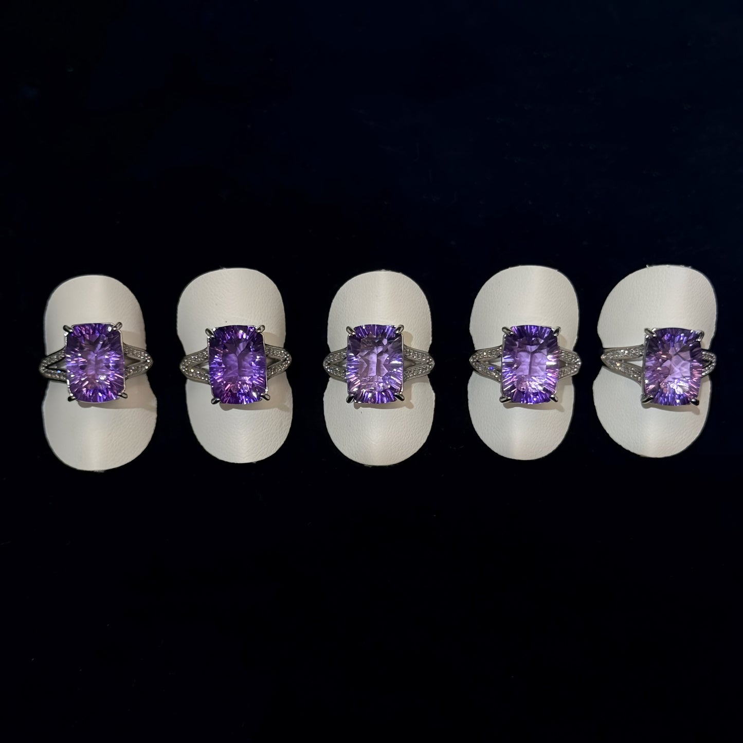 全透紫水晶無事牌鈦鋼戒指