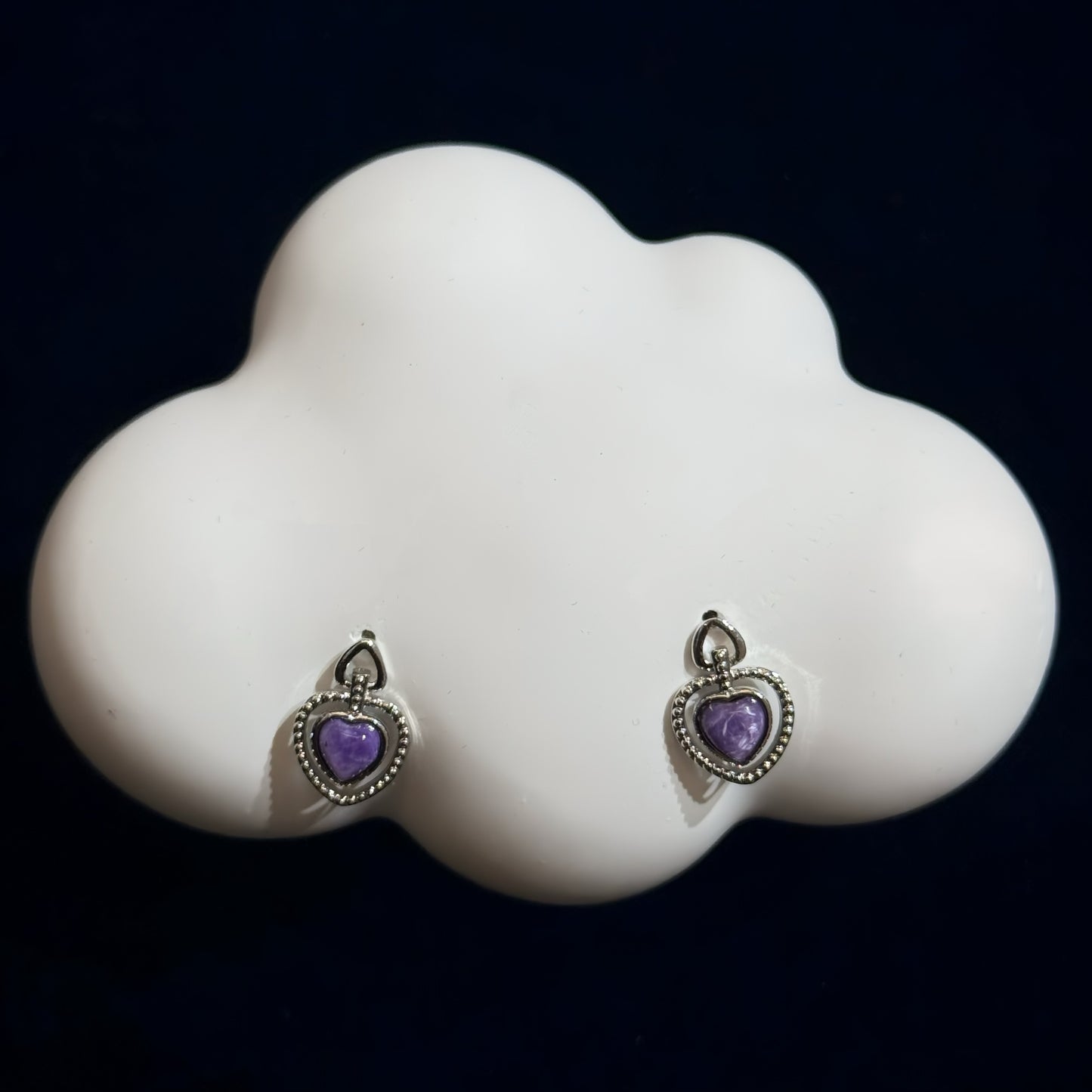 紫龍晶心形耳環