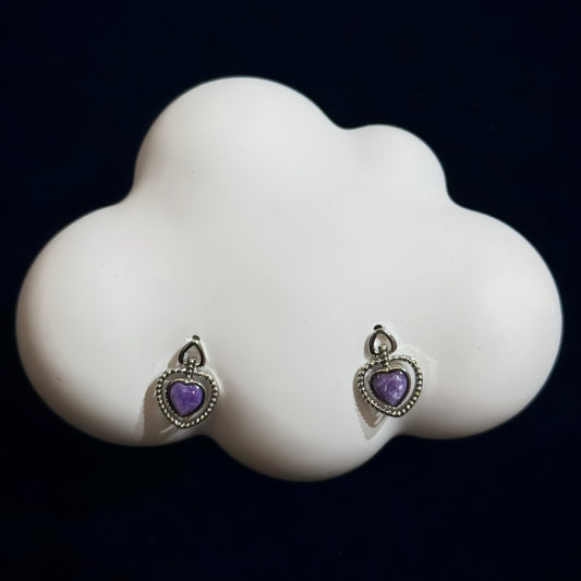 紫龍晶心形耳環