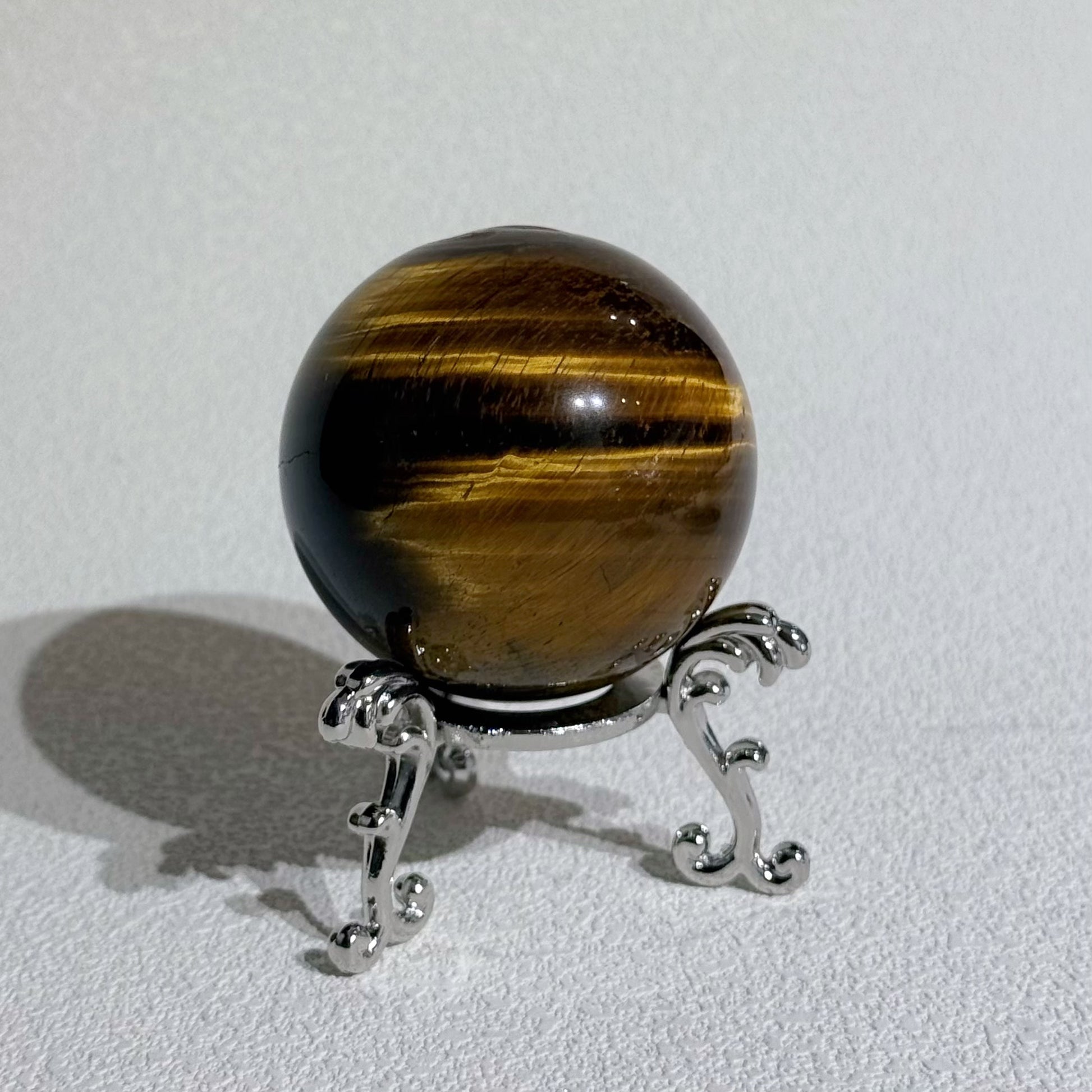 黃虎眼水晶球 金黃絲絨光澤 招財擺件 天然水晶