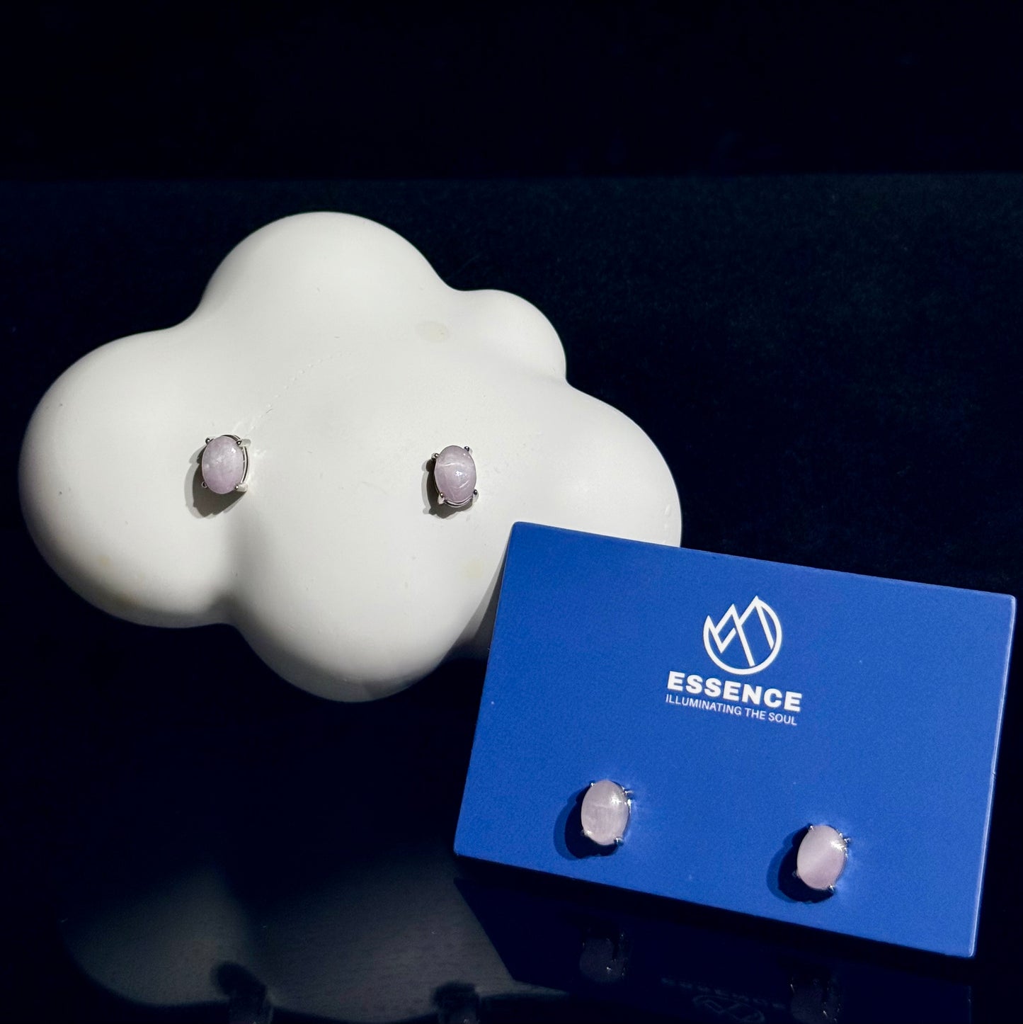 紫鋰輝四爪耳環 - 純銀防敏感耳針