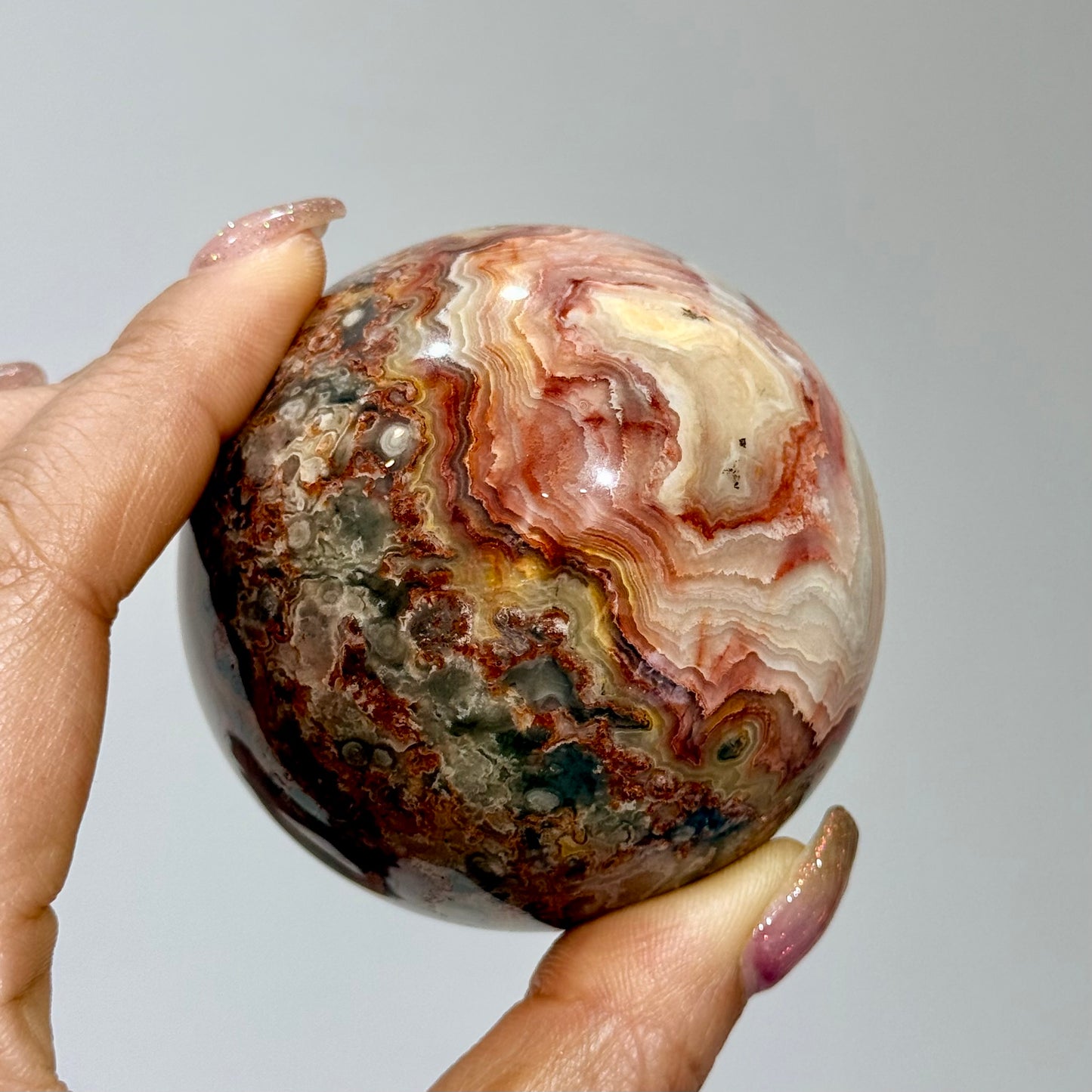墨西哥瑪瑙球｜天然水晶球｜Mexican Agate Sphere｜穩定情緒・平衡能量・提升好運