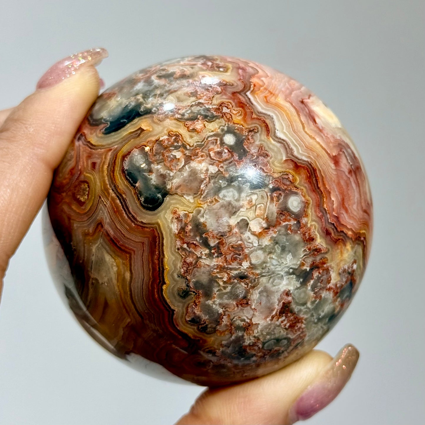 墨西哥瑪瑙球｜天然水晶球｜Mexican Agate Sphere｜穩定情緒・平衡能量・提升好運