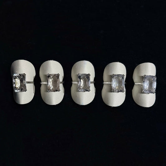 白水晶無事牌戒指｜天然水晶戒指｜Clear Quartz Shield Ring｜淨化能量・守護氣場・放大願望