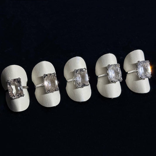 白水晶無事牌戒指｜天然水晶戒指｜Clear Quartz Shield Ring｜淨化能量・守護氣場・放大願望