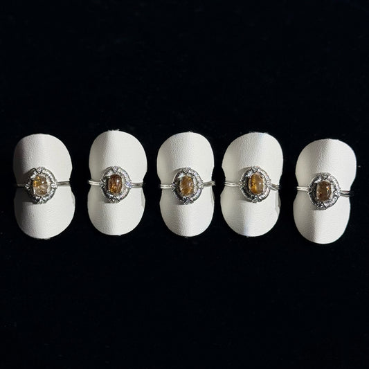 金髮晶橢圓形白銅戒指｜天然水晶戒指｜Golden Rutilated Quartz Oval Ring｜招財旺運・增強自信・守護能量場