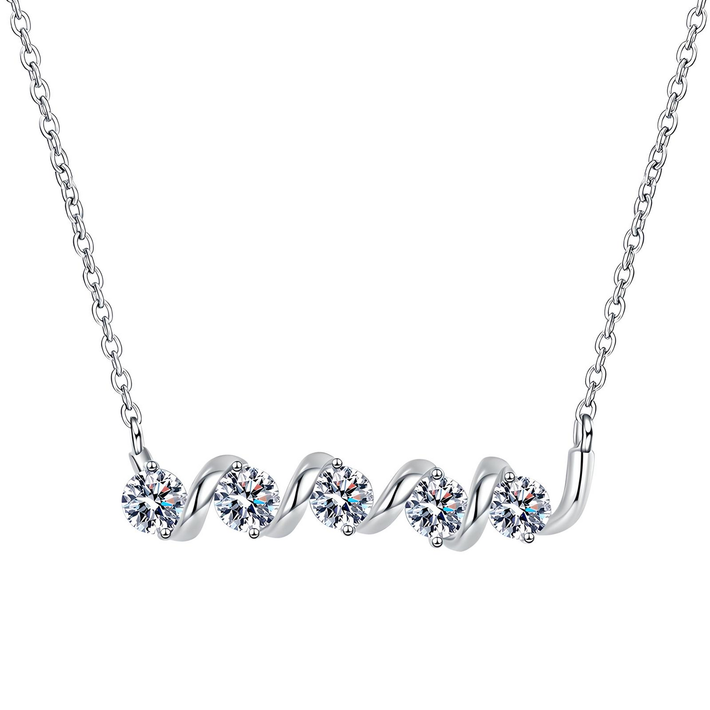 Moissanite - 0.3CT Round Cut S925 Infinite Thread Necklaces in Sterling Silver Elegance