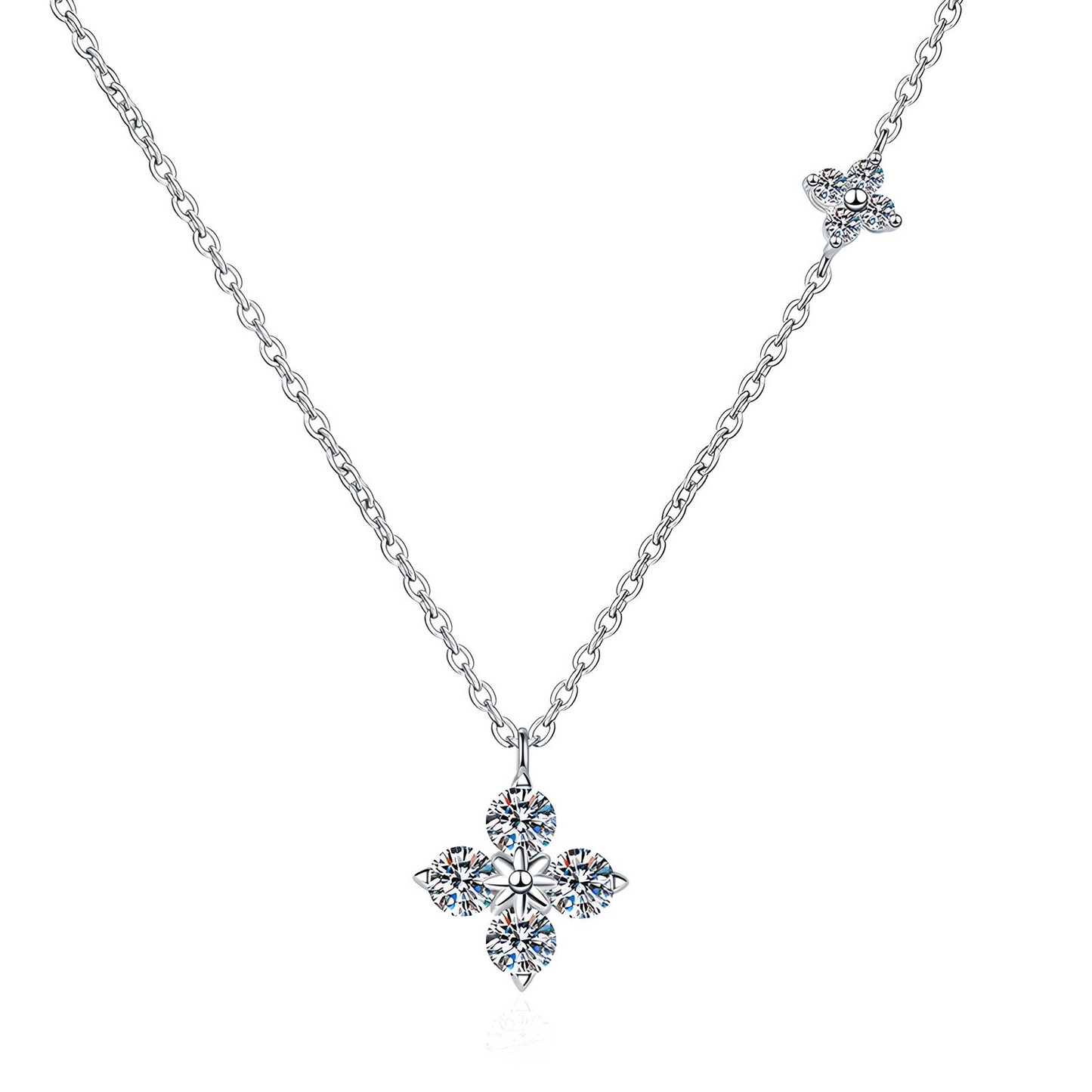 Moissanite - 1.2CT S925 Enchanting Clover Pendant with Necklace